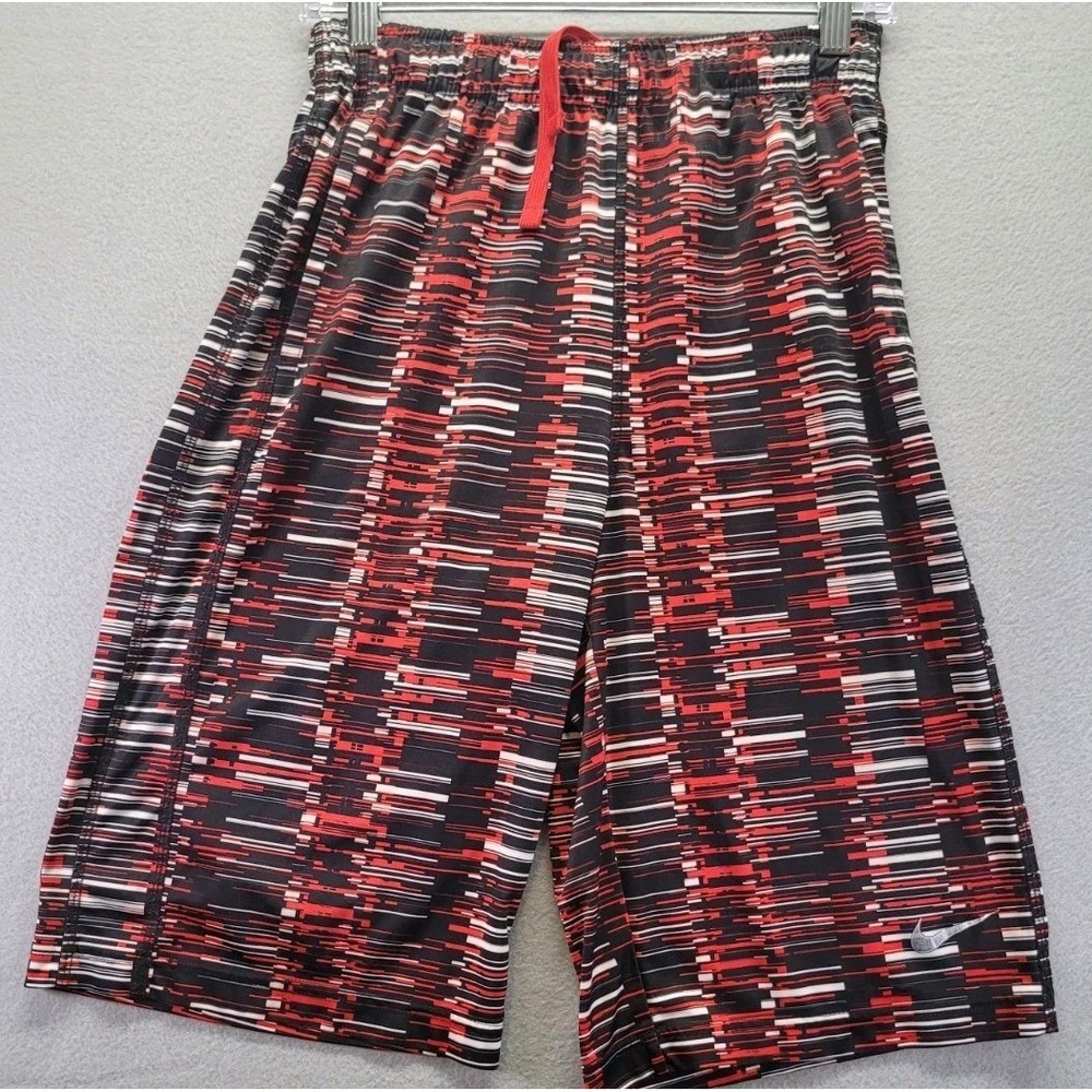Nike Dri‎ Fit Printed Training Shorts Black Red Gray Boy's Small XL